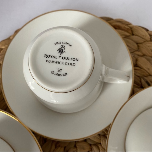 ROYAL DOULTON TEA CUPS WARWICK GOLD SET OF 4 - Picture 8 of 14